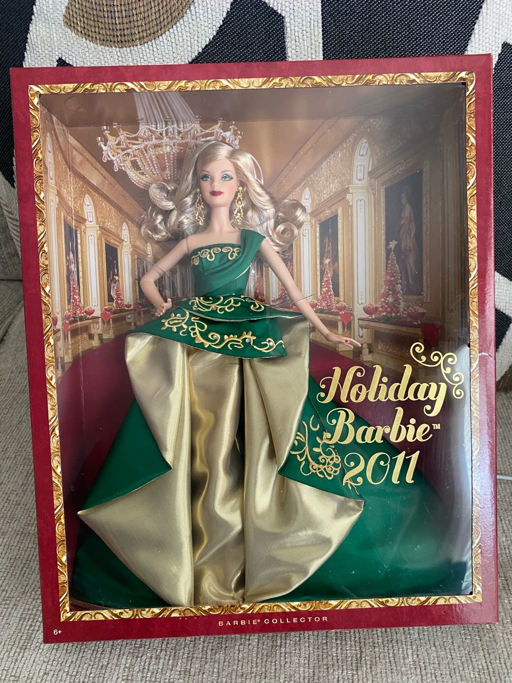 Barbie Holiday Doll in Green and Gold Evening Gown